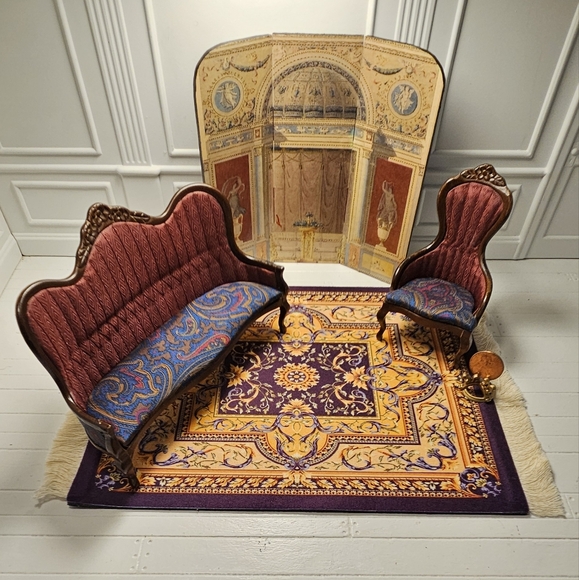 Fantastic Living Room Dollhouse Miniature Furniture Lot Vintage 1980's - Picture 3 of 11